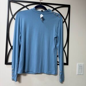 Ann Taylor Light Blue Button-Accent Blouse